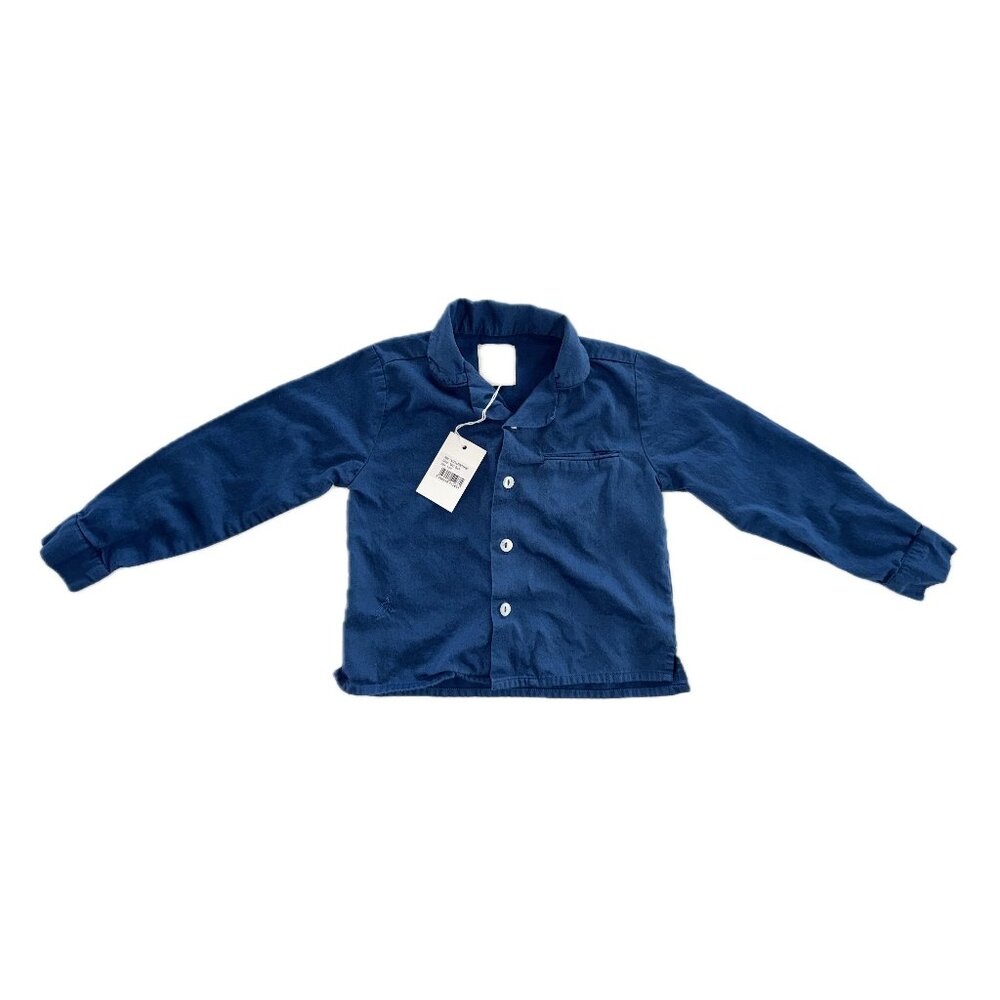 Vild LS Organic Cotton Woven Navy Collared Shirt,